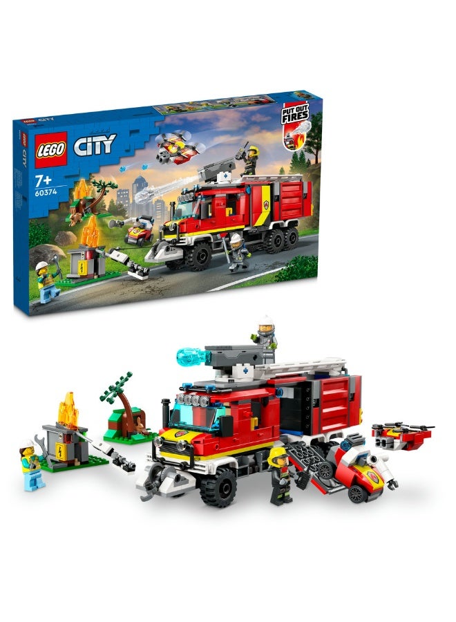 LEGO City Fire Command Unit Set with Fire Engine Toy 60374 (Age 7+, 502 Pieces) - Image 1